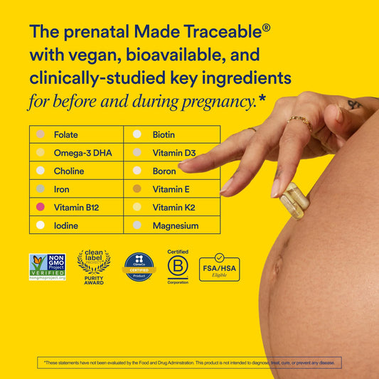 Ritual prenatal con folato, omega-3 y colina para mujeres embarazadas