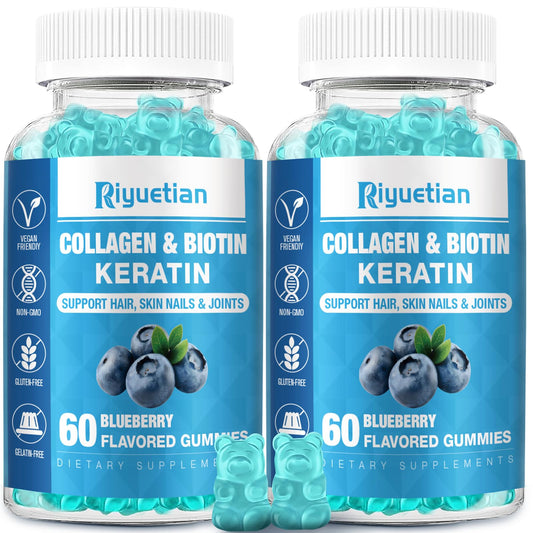 Riyuetian gomitas biotina con colágeno para cabello piel uñas