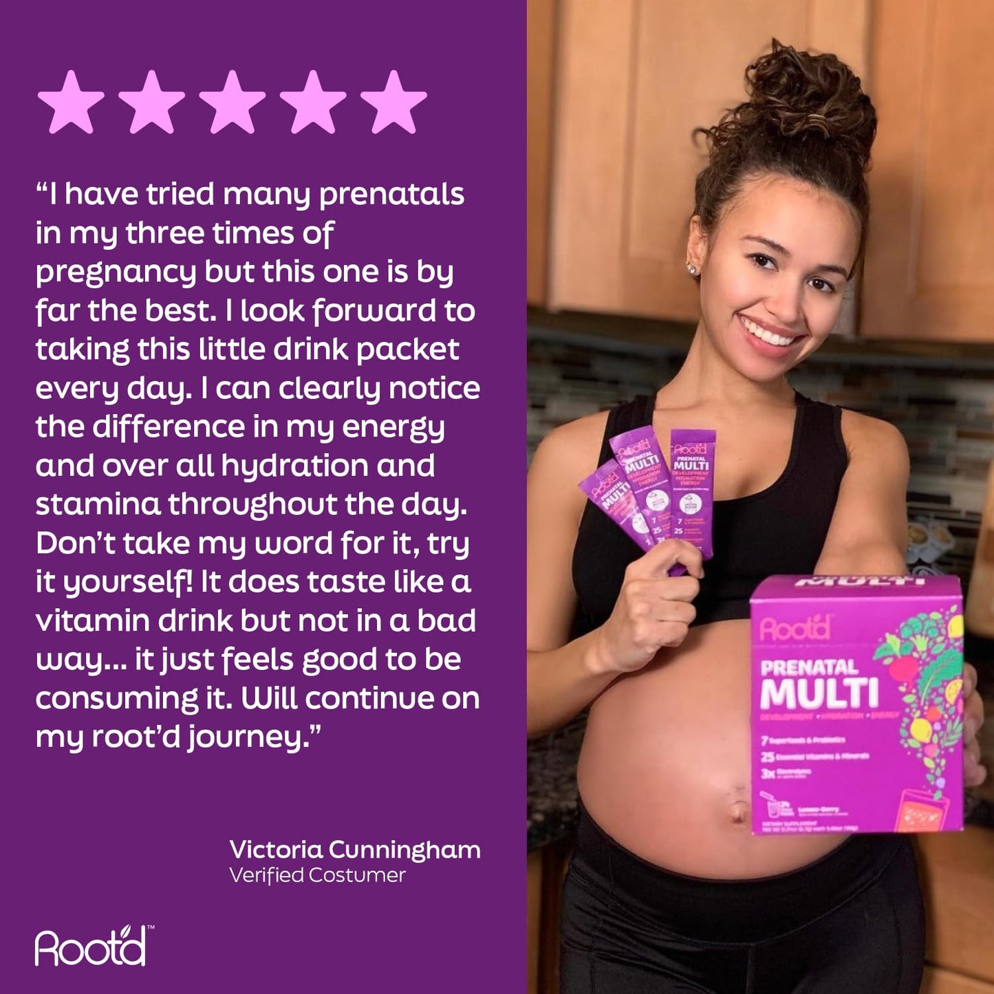 Root'd polvo multivitamínico prenatal ecológico con superalimentos y probióticos