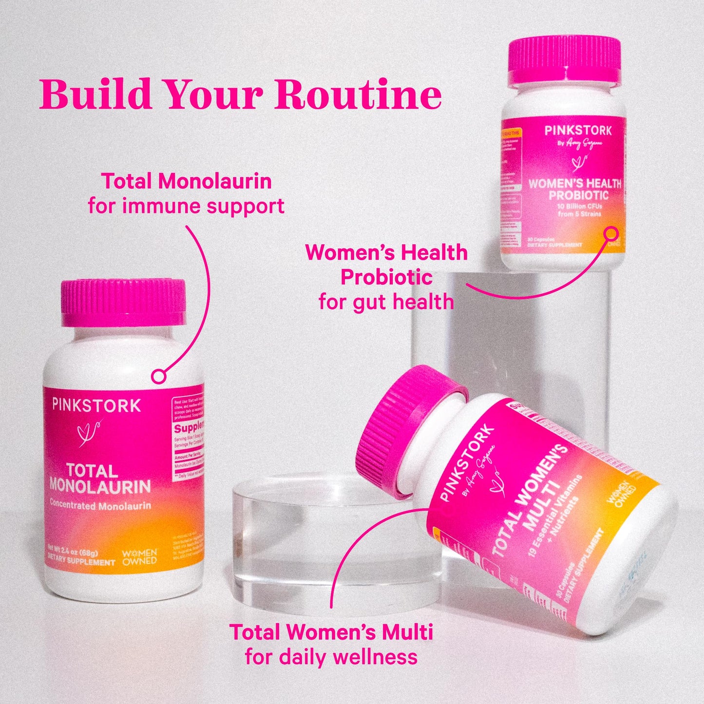 Rutina saludable con productos multivitamínicos Pink Stork