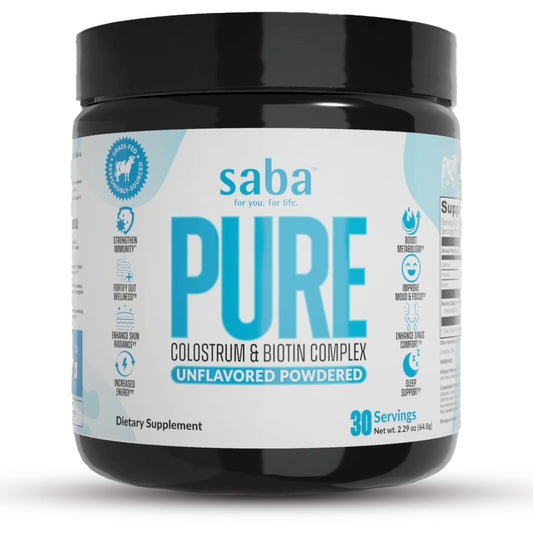 Saba Pure colostro bovino complejo con biotina para inmunidad