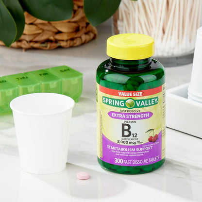 Sabor cereza en comprimidos B12 Spring Valley