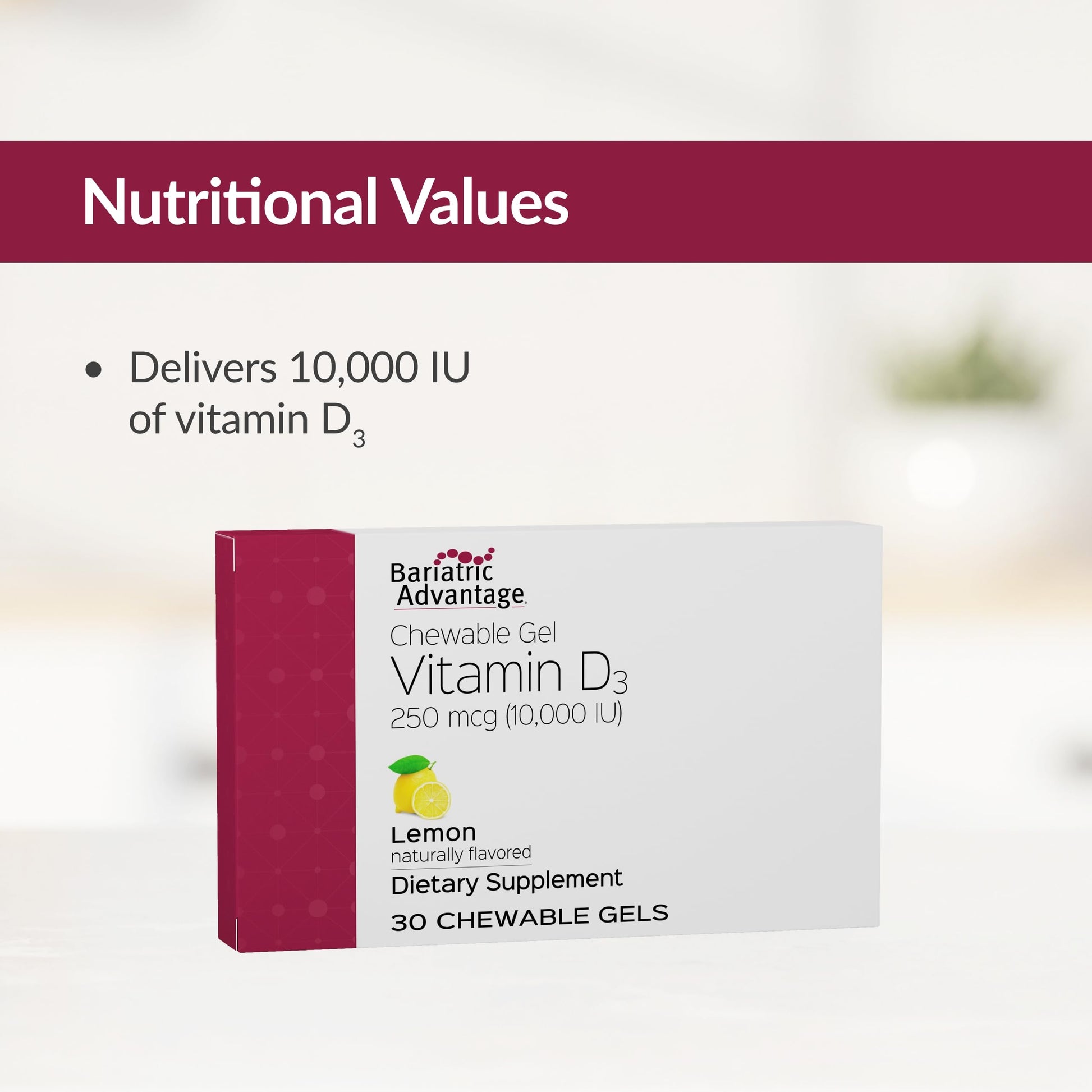 Sabor limón geles de vitamina D3 Bariatric Advantage 10,000 UI