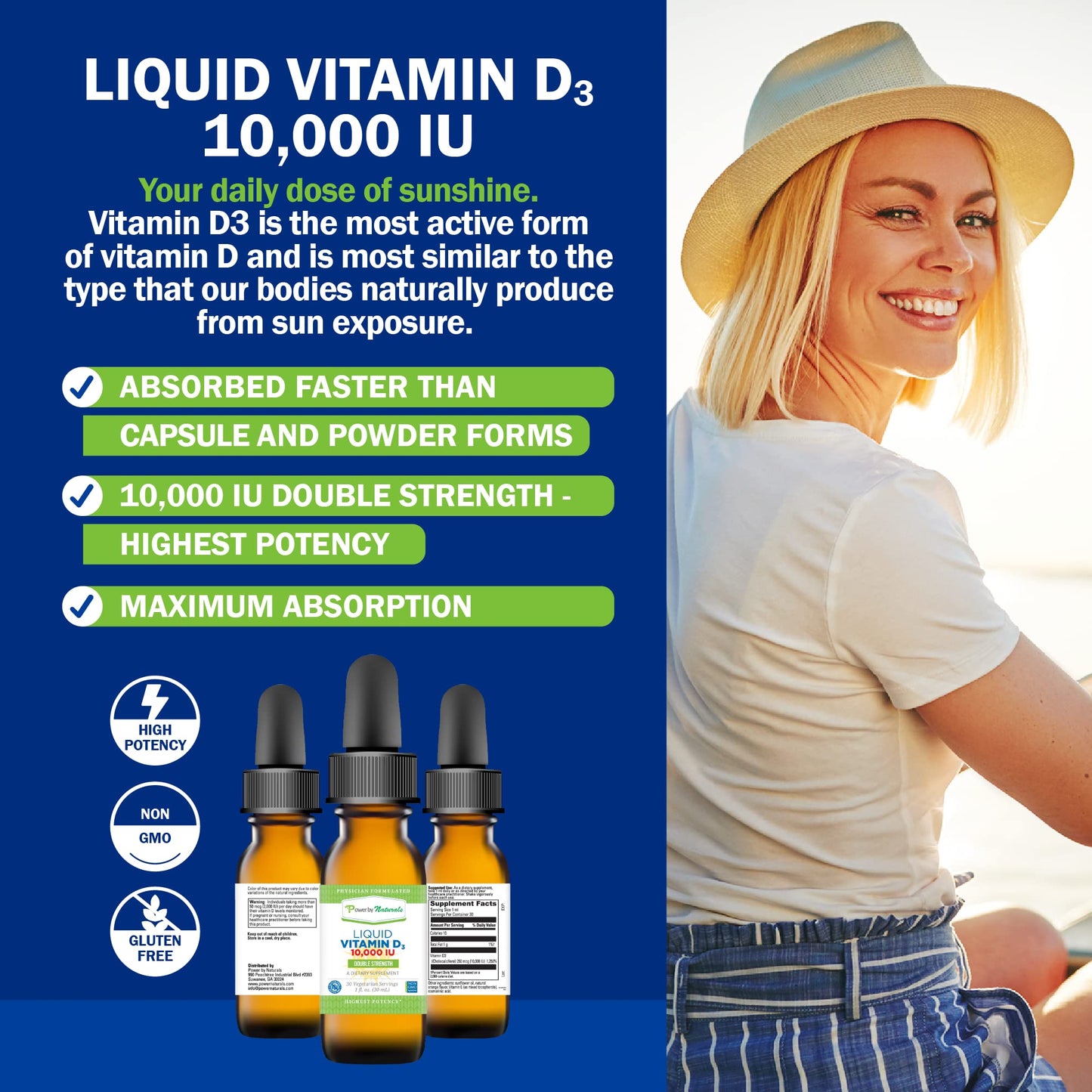 Sabor naranja vitamina D3 líquida alta potencia Power By Naturals