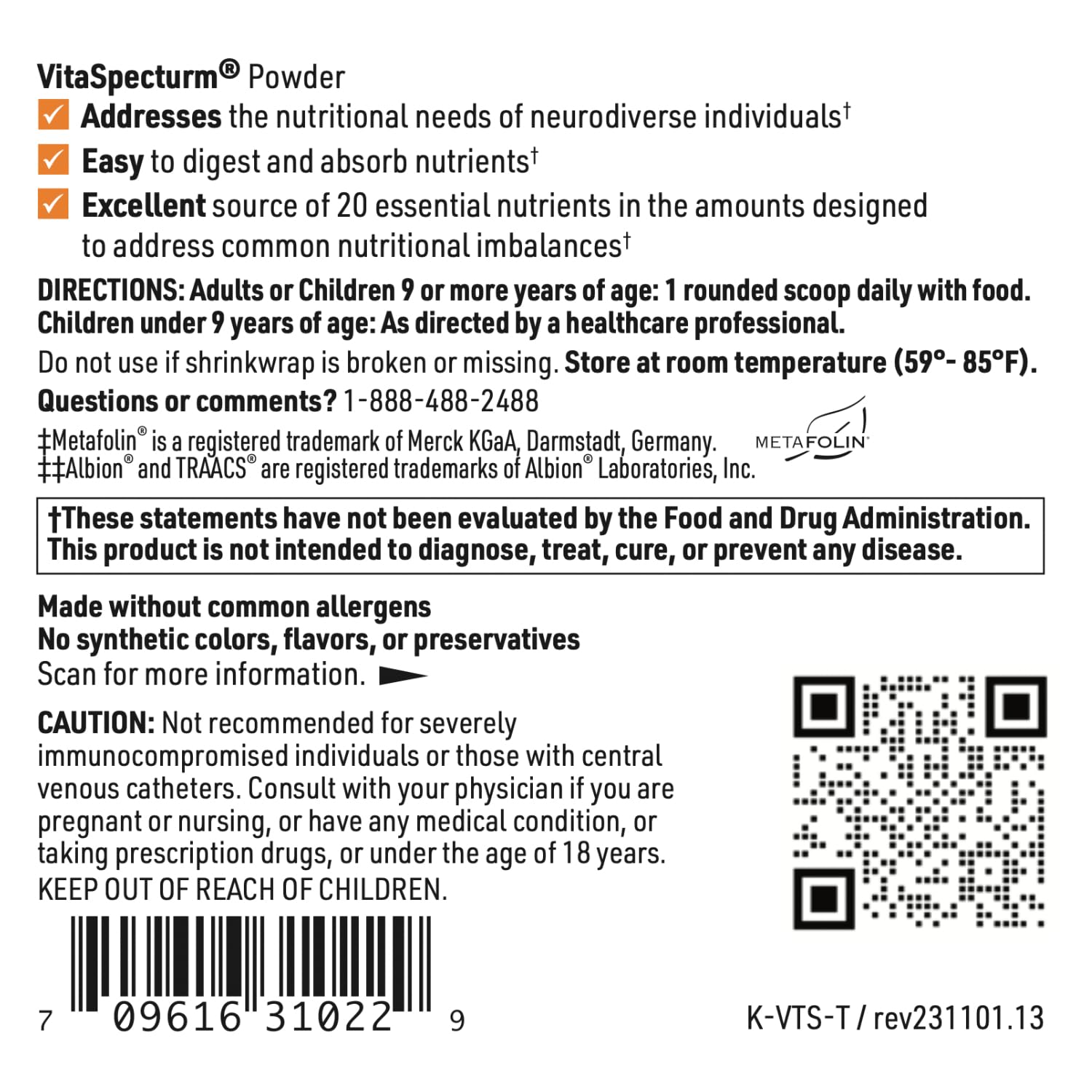 Sabor tropical multivitamínico Klaire Labs VitaSpectrum para niños