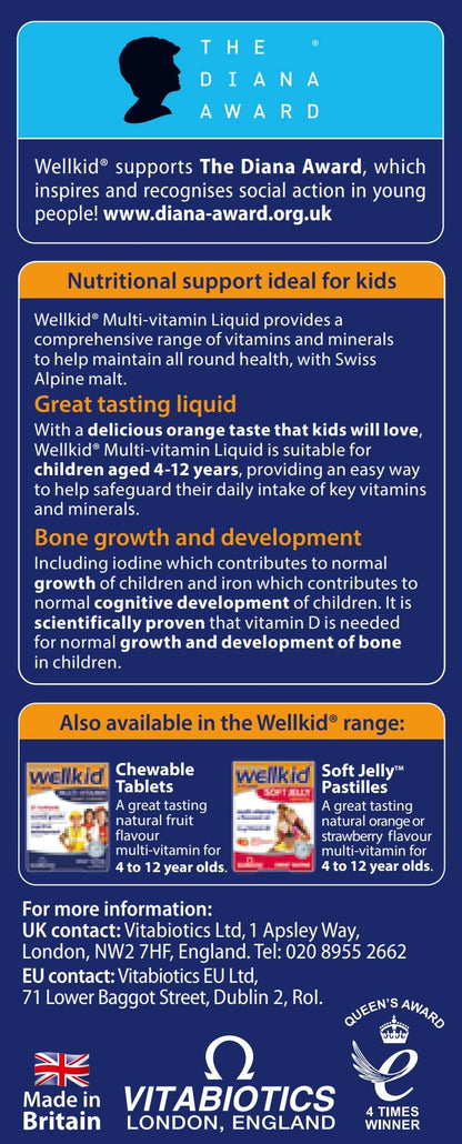 Sabor del multivitamínico Wellkid en líquido
