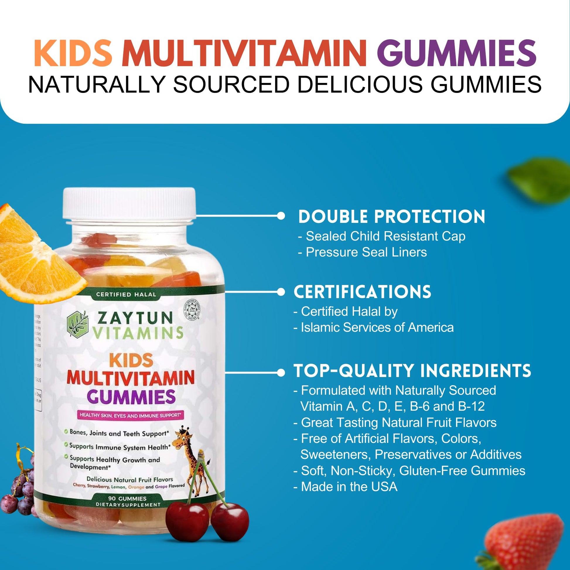 Gomitas Zaytun con etiqueta de sabores de frutas naturales