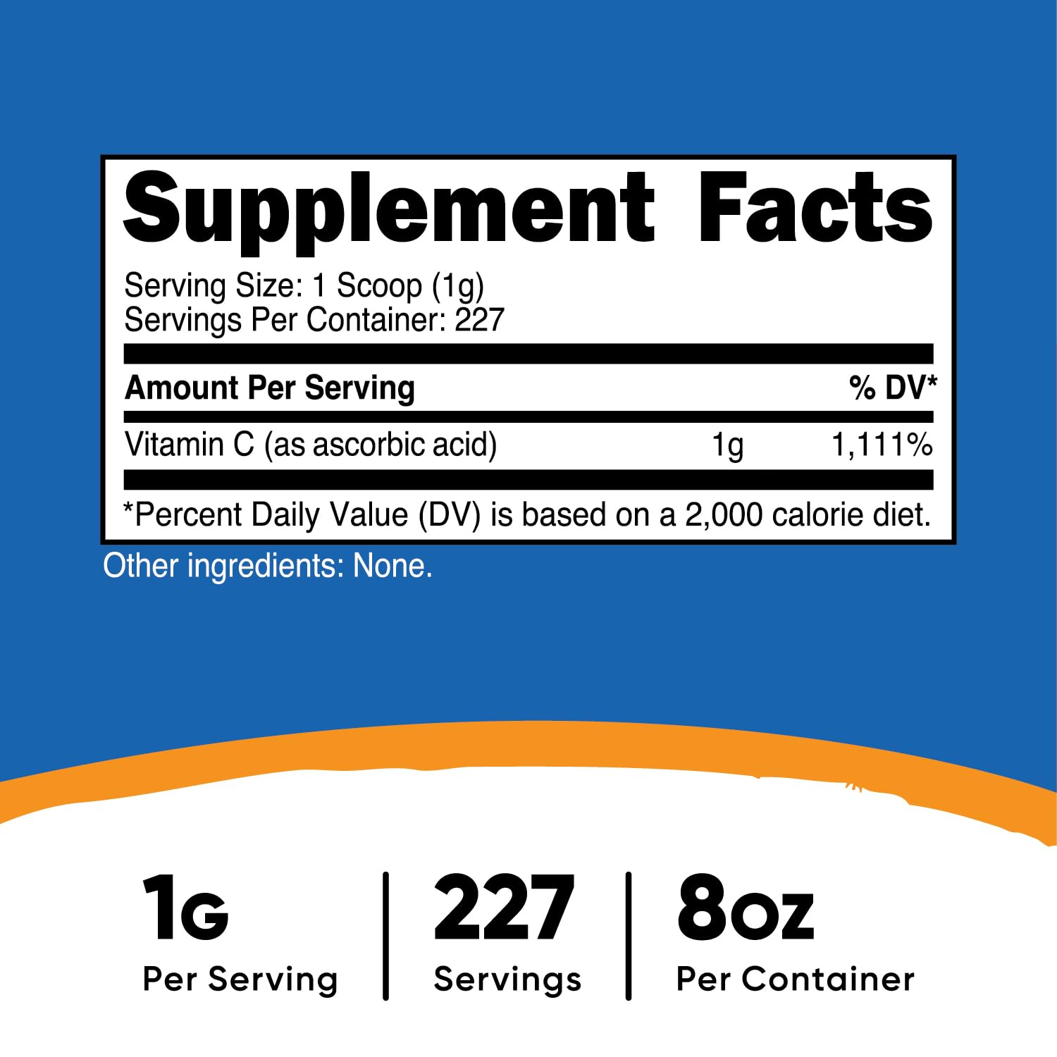 Saco polvo Nutricost vitamina C puro sin aditivos