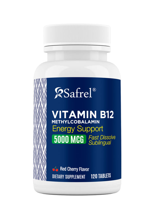 Tabletas vitamina B12 Safrel 5000 mcg sabor cereza 120 unidades