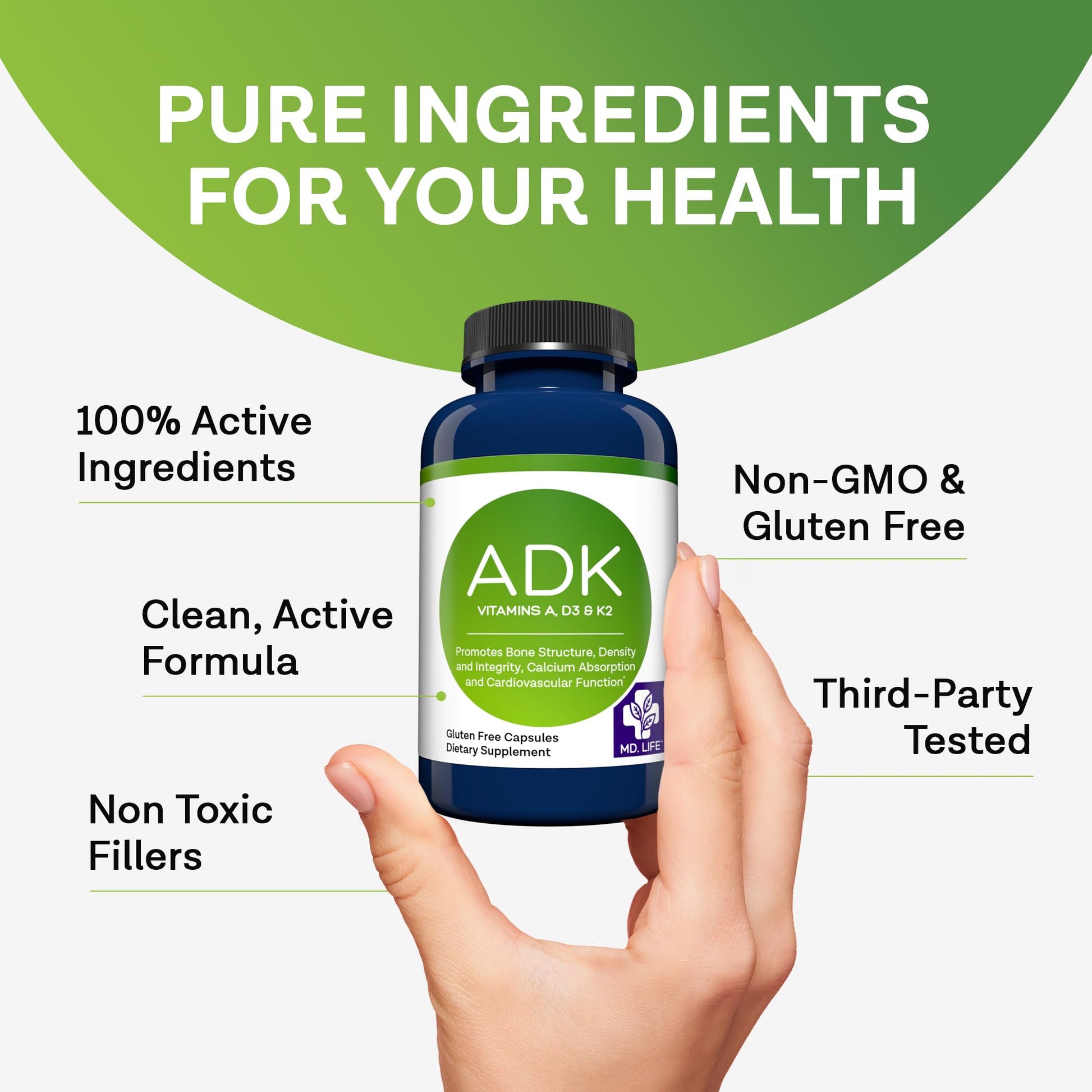 Salud integral con vitamina ADK de MD.LIFE cápsulas