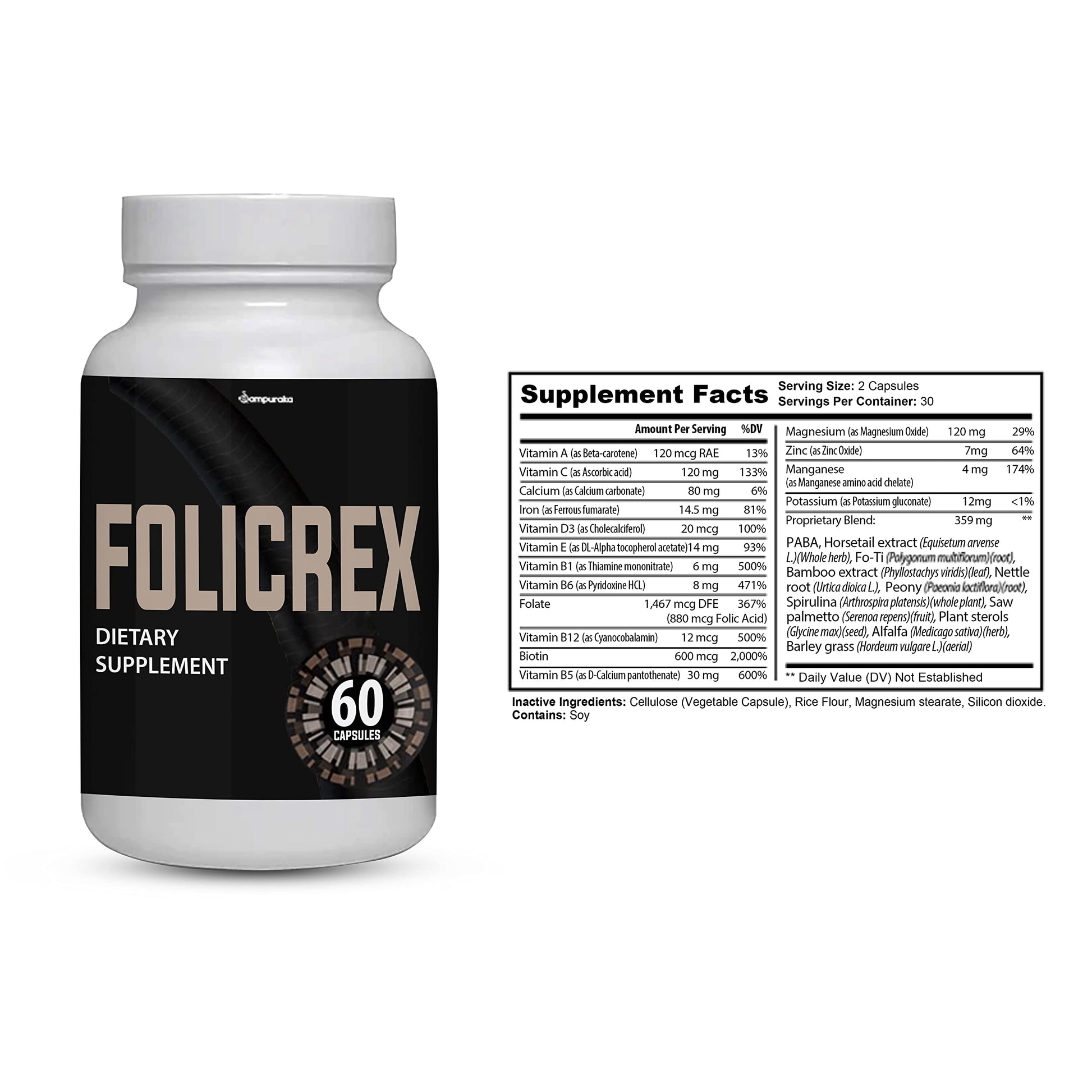 Sampuraka Folicrex Advance suplemento folato vista lateral