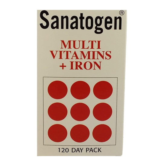 Caja de Sanatogen Multivitaminas y Hierro 120 días.