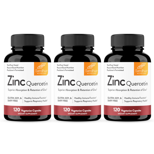 Sandhu Zinc Quercetina cápsulas vegetarianas pack 3