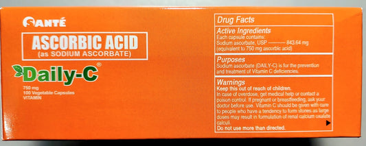 Santé Daily-C 750mg cápsulas antioxidantes veganas