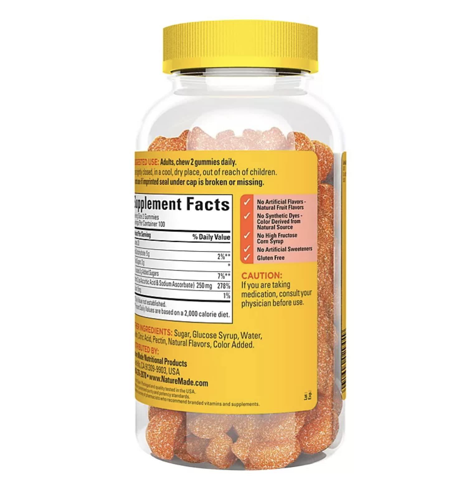 Selección goma vitamina c nature made para adultos 200 unidades