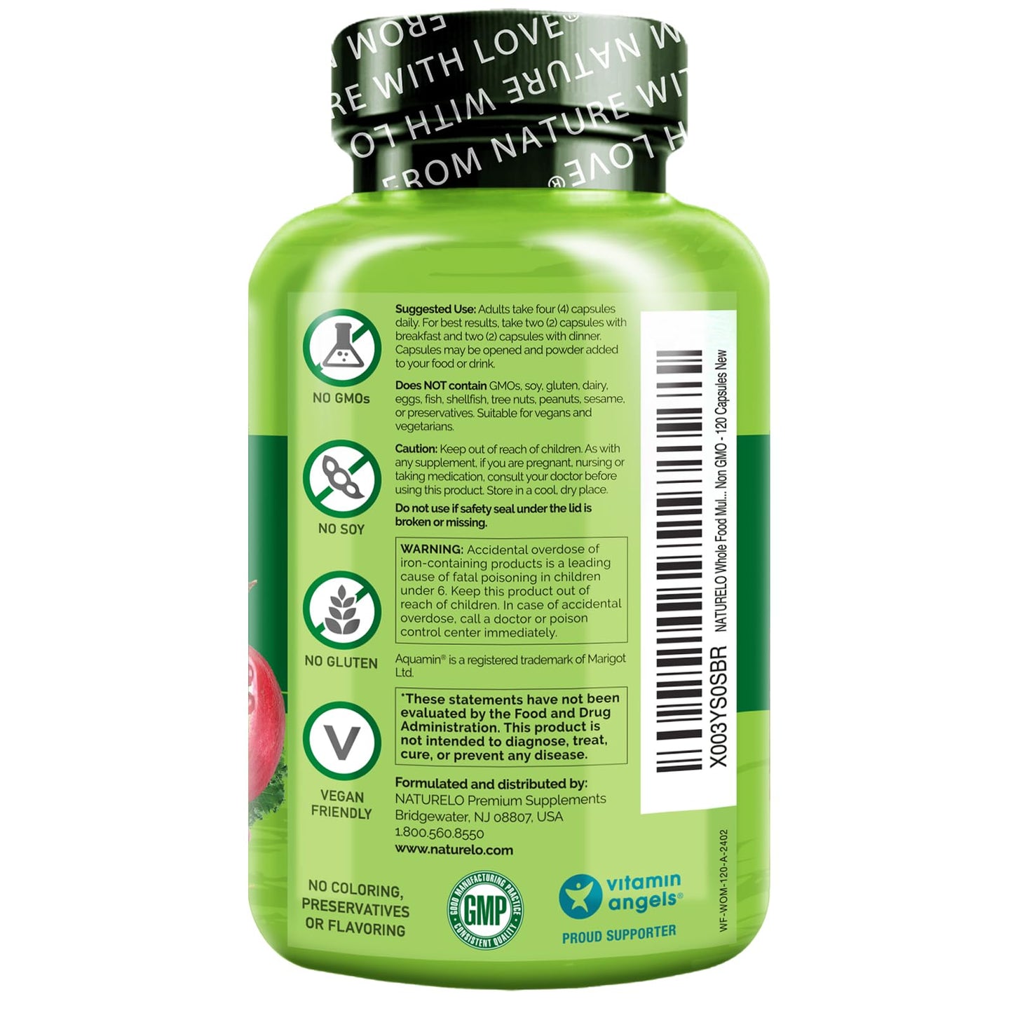 Sello de calidad vegana en multivitaminas Naturelo