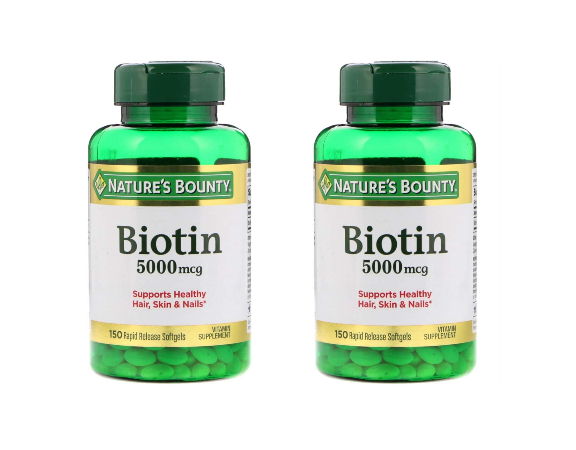 Set de dos frascos de biotina 5000 mcg Nature's Bounty