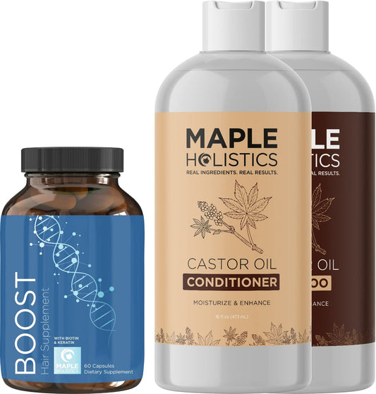Set champú y acondicionador con biotina para crecimiento capilar
