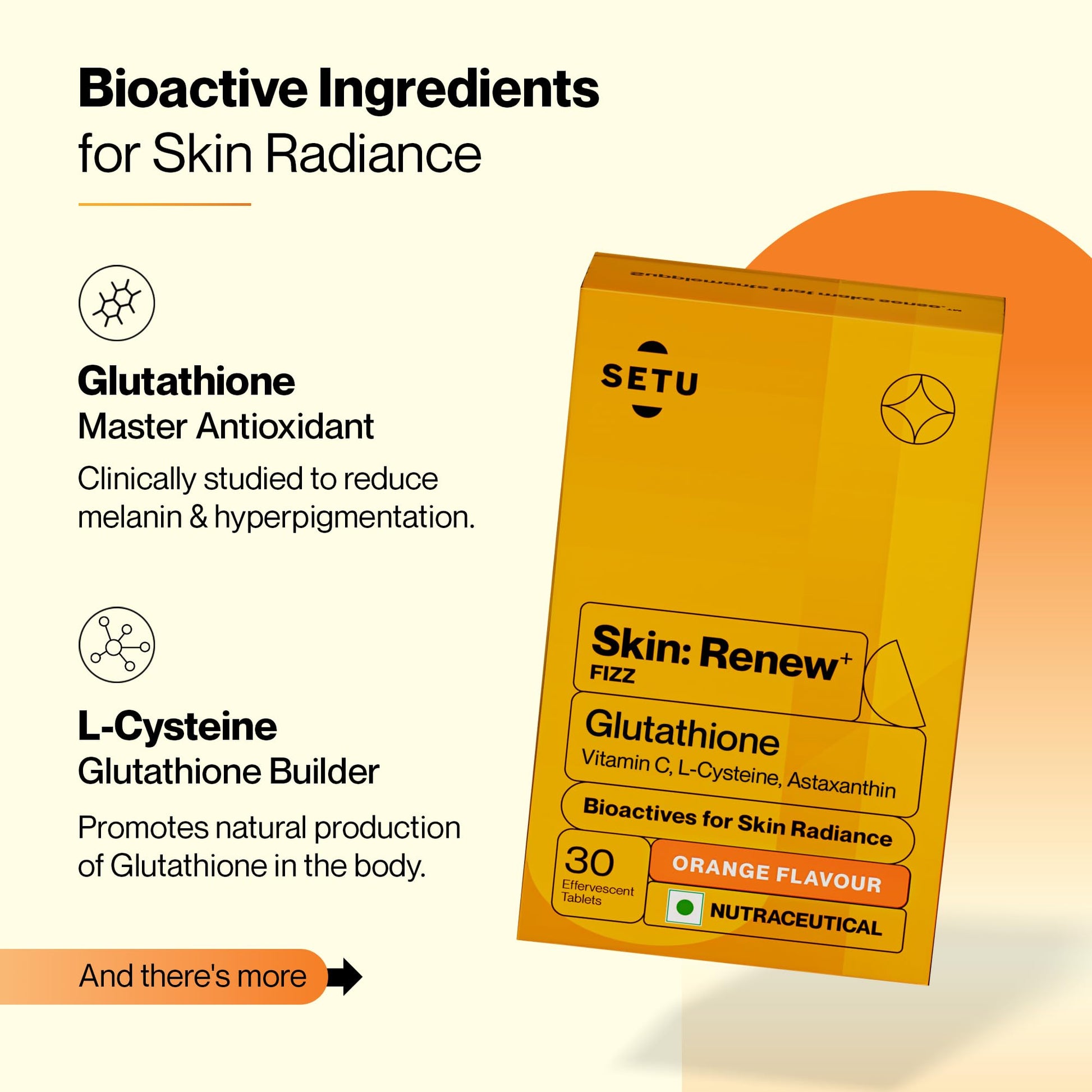 SETU Gluta Fizz sin azúcar sabor naranja para piel iluminada