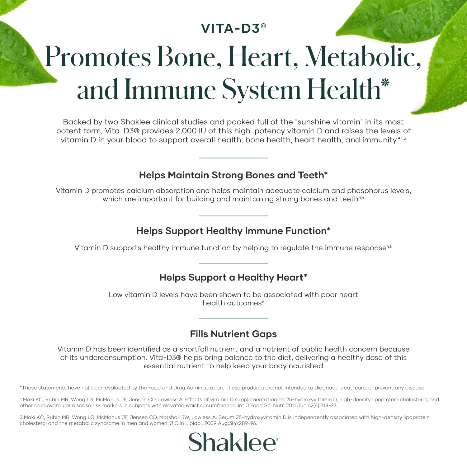 Shaklee vitamina D3 alta potencia para salud cardíaca e inmune