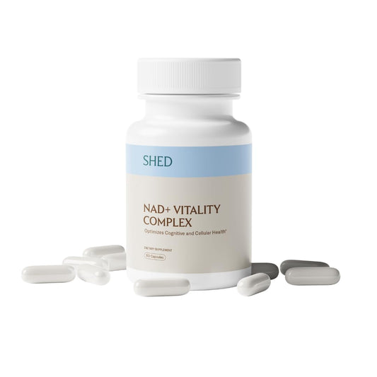 Frasco de Shed NAD+ complejo vitalidad 60 cápsulas