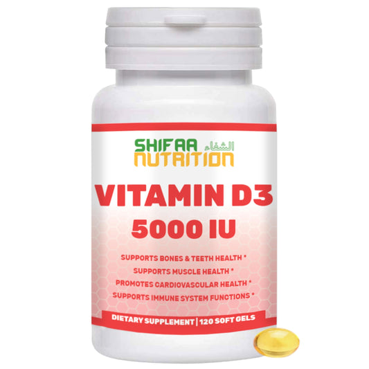 SHIFAA NUTRITION vitamina d3 halal softgels paquete