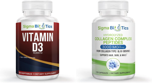 SigmaBiotics colágeno y vitamina d 10000 ui cápsulas