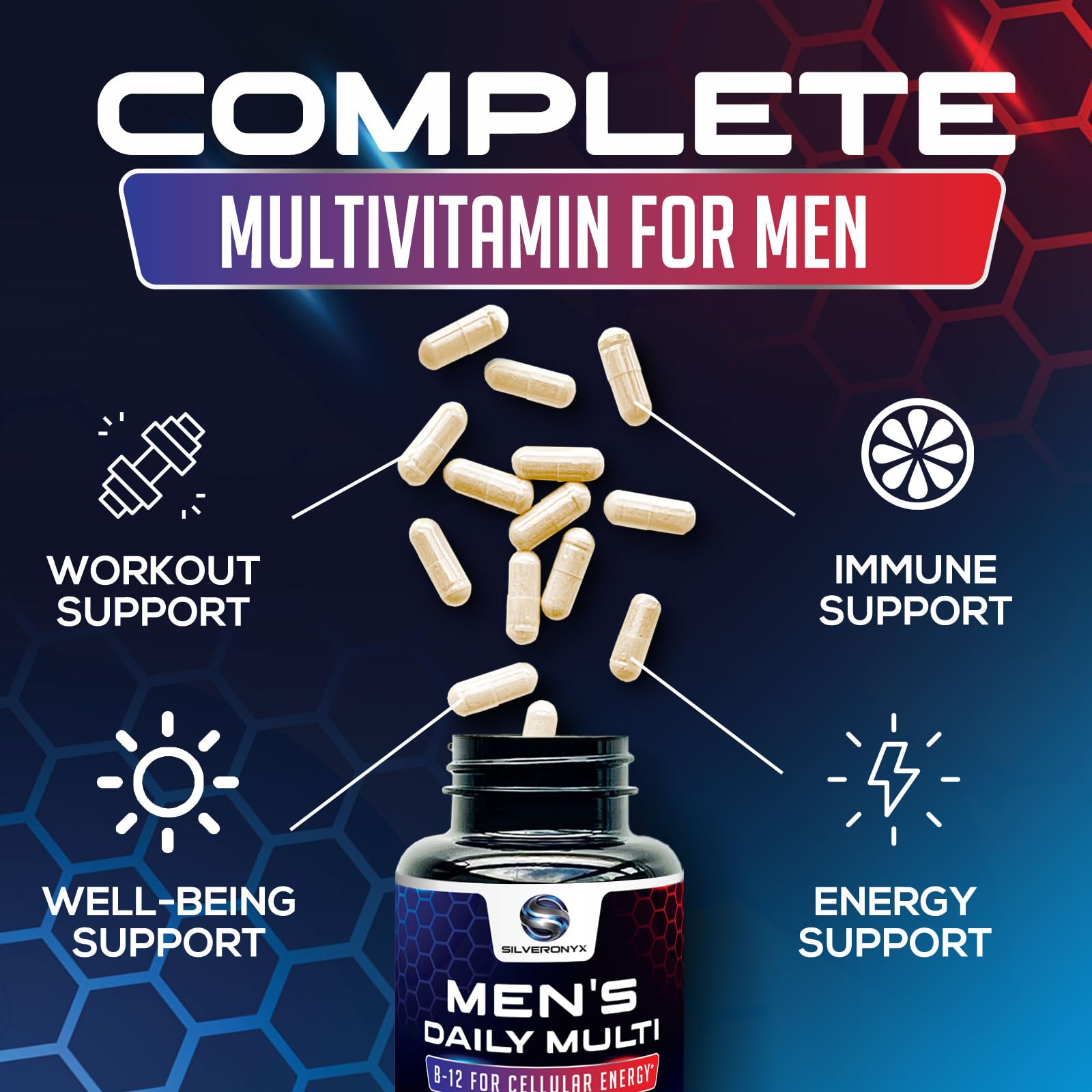 Multivitamina SilverOnyx para hombres completa - Soporte