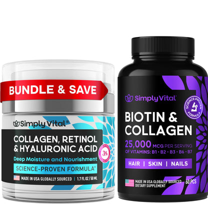 Paquete SimplyVital biotina colágeno y crema retinol