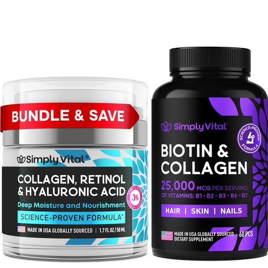 Paquete SimplyVital biotina colágeno y crema retinol