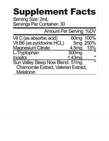 Sleep Now Sun Valley Nutraceuticals frasco lateral