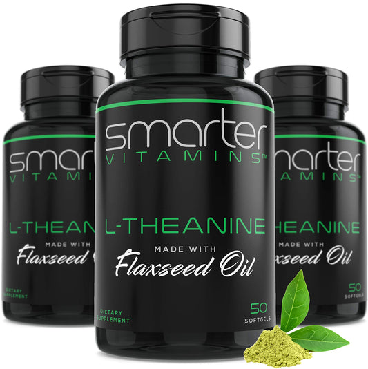 Paquete de 3 Smarter L-Teanina 250 mg cápsulas líquidas en aceite de linaza