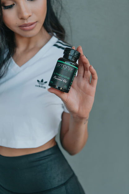Frascos Smarter L-Teanina 250 mg aceite de linaza no genéticamente modificado
