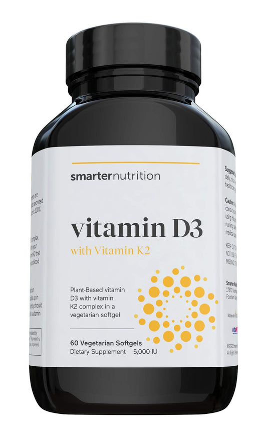 Etiqueta frontal del suplemento vitamina D3 con enzimas naturales Smarter Nutrition
