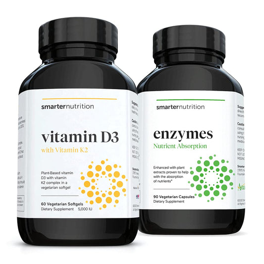 SMARTERNUTRITION botella de vitamina D3 vegetal con complejo K2 apoyo inmunológico