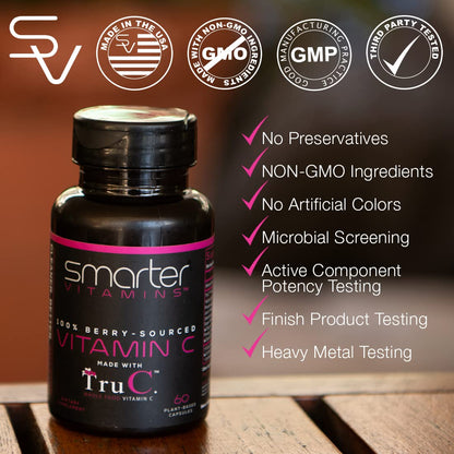 Lado del envase SmarterVitamins vitamina C alimentos enteros