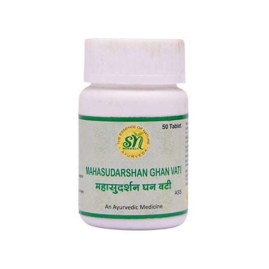Frasco de SN Herbals Mahasudarshan Ghan Vati suplemento herbal