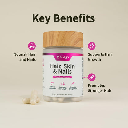 Snap Supplements caja frontal vitaminas para piel y uñas