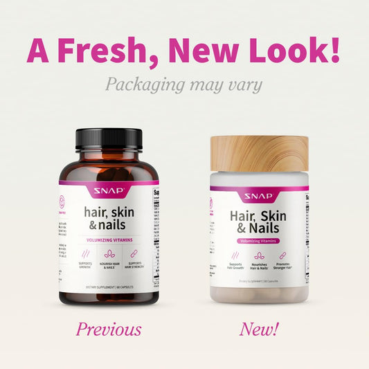 Snap Supplements envase cápsulas para cabello piel y uñas