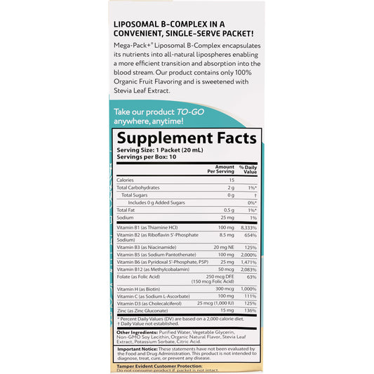Sobres individuales Mega-Liposomal B-Complex y vitamina C Aurora