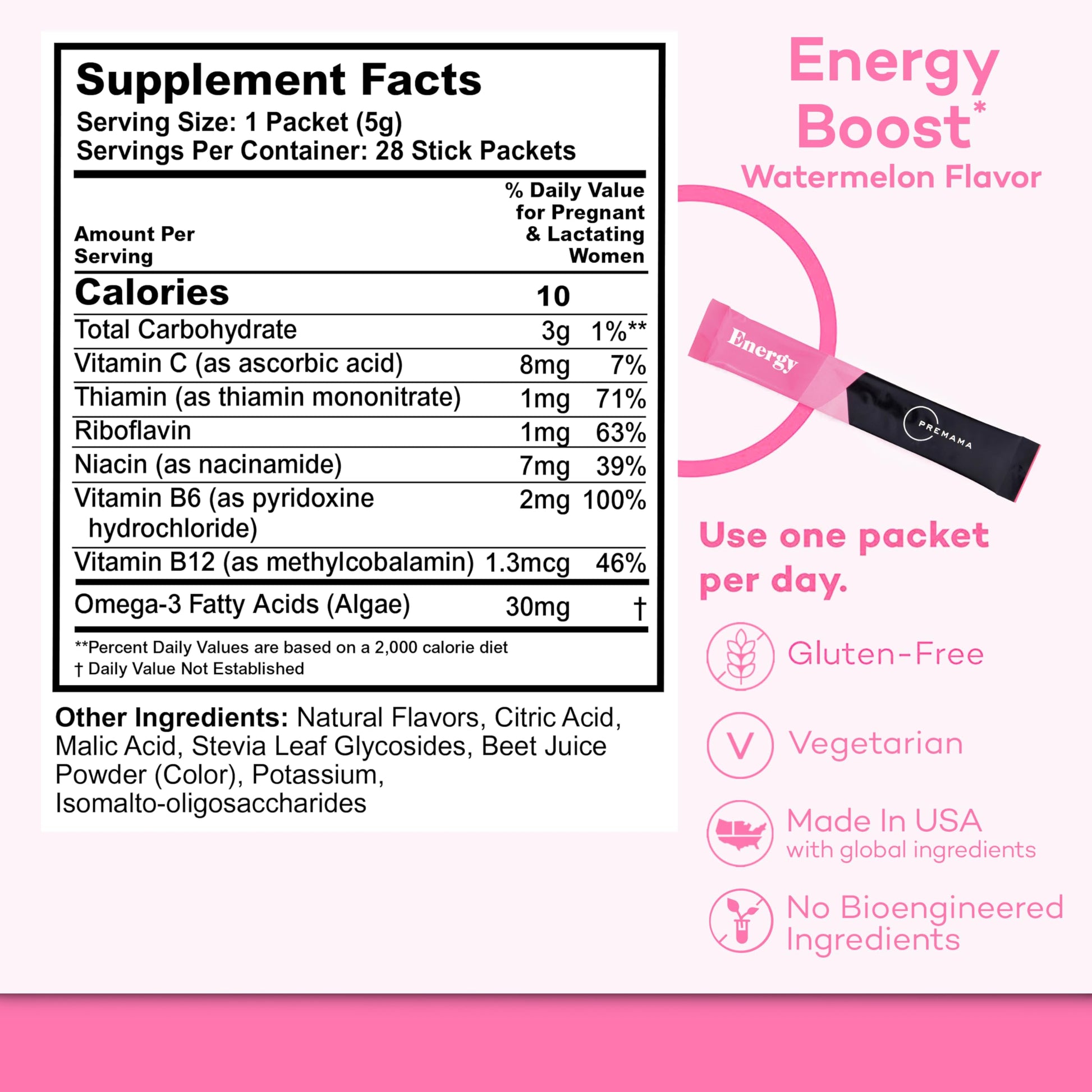 Sobres individuales Premama Energy Boost para madres