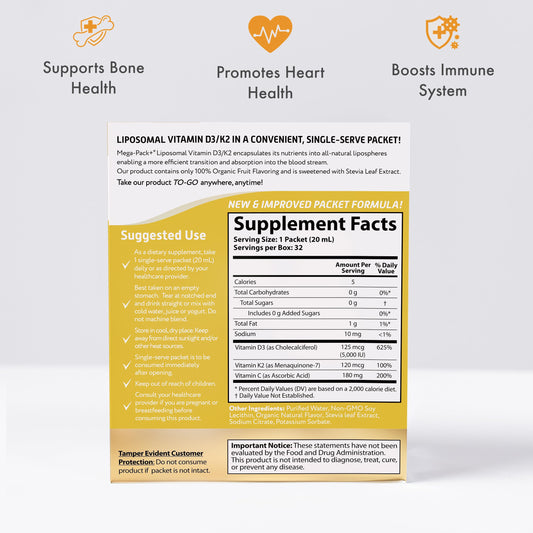 Sobres individuales vitamina d3 k2 c Aurora Nutrascience sabor orgánico