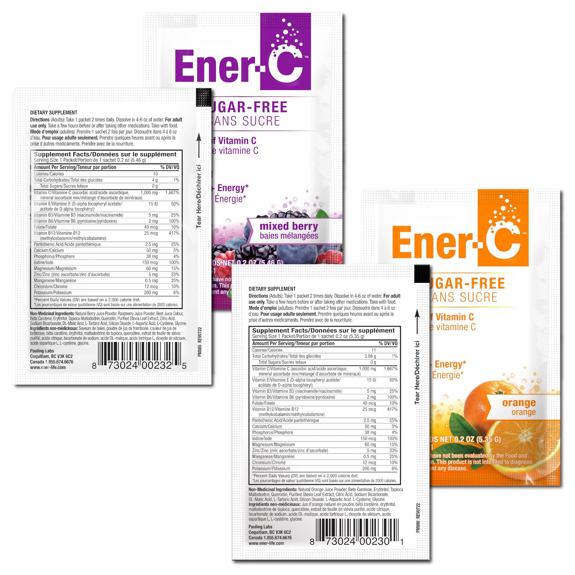 Sobres multivitaminicos Ener-C antioxidantes
