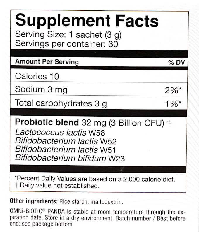 Sobres individuales de polvo probiótico OMNi BiOTiC Panda