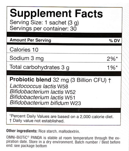 Sobres individuales de polvo probiótico OMNi BiOTiC Panda