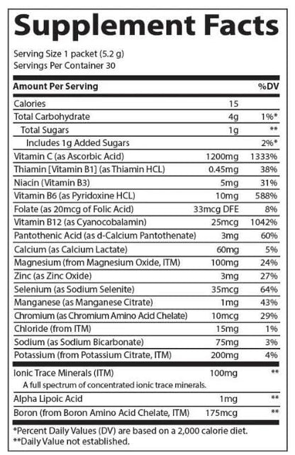 Sobres Trace Minerals variedad sabor naranja cate acai 30 unidades