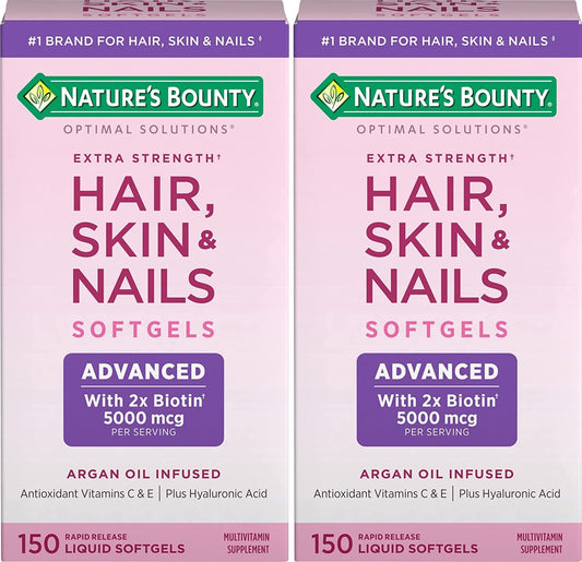 Softgeles Nature's Bounty cabello piel uñas con biotina paquete 2