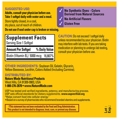 Softgels de biotina Nature Made para uñas fuertes