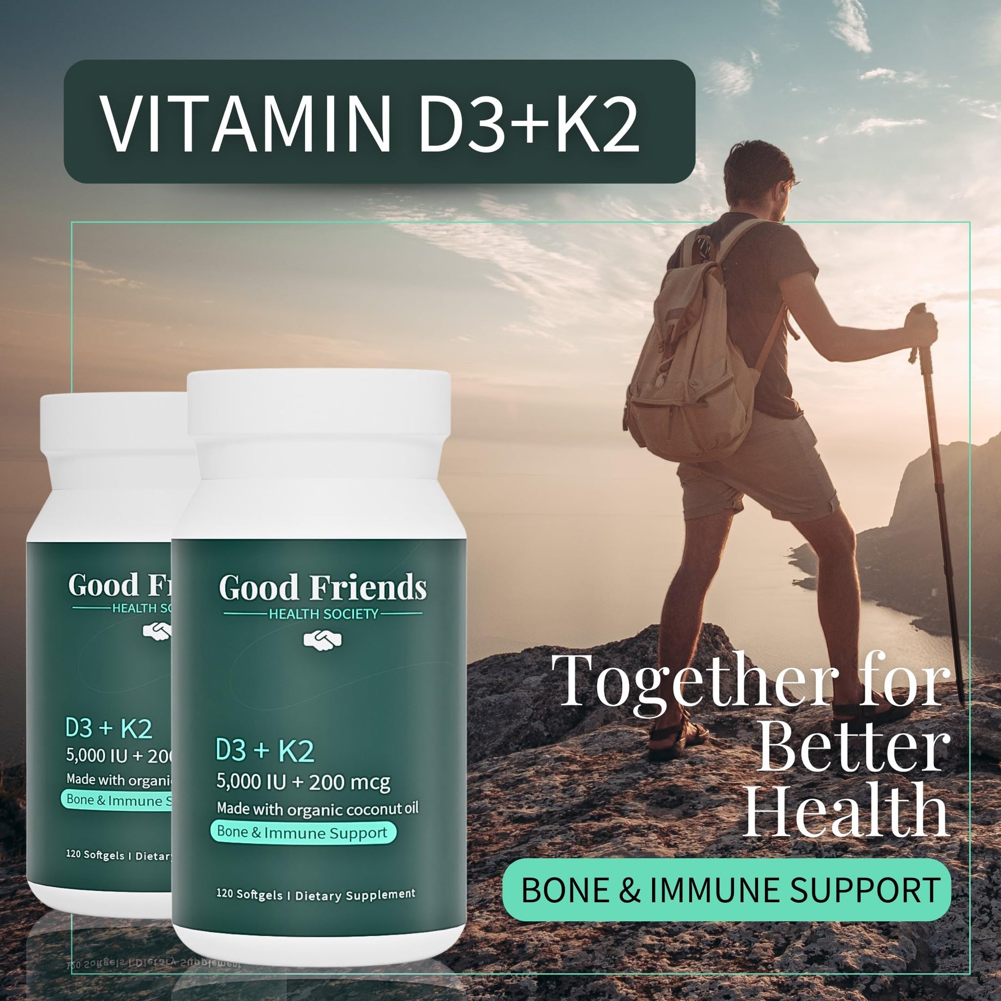 Softgels Good Friends Vitamina D3 y K2 alta potencia