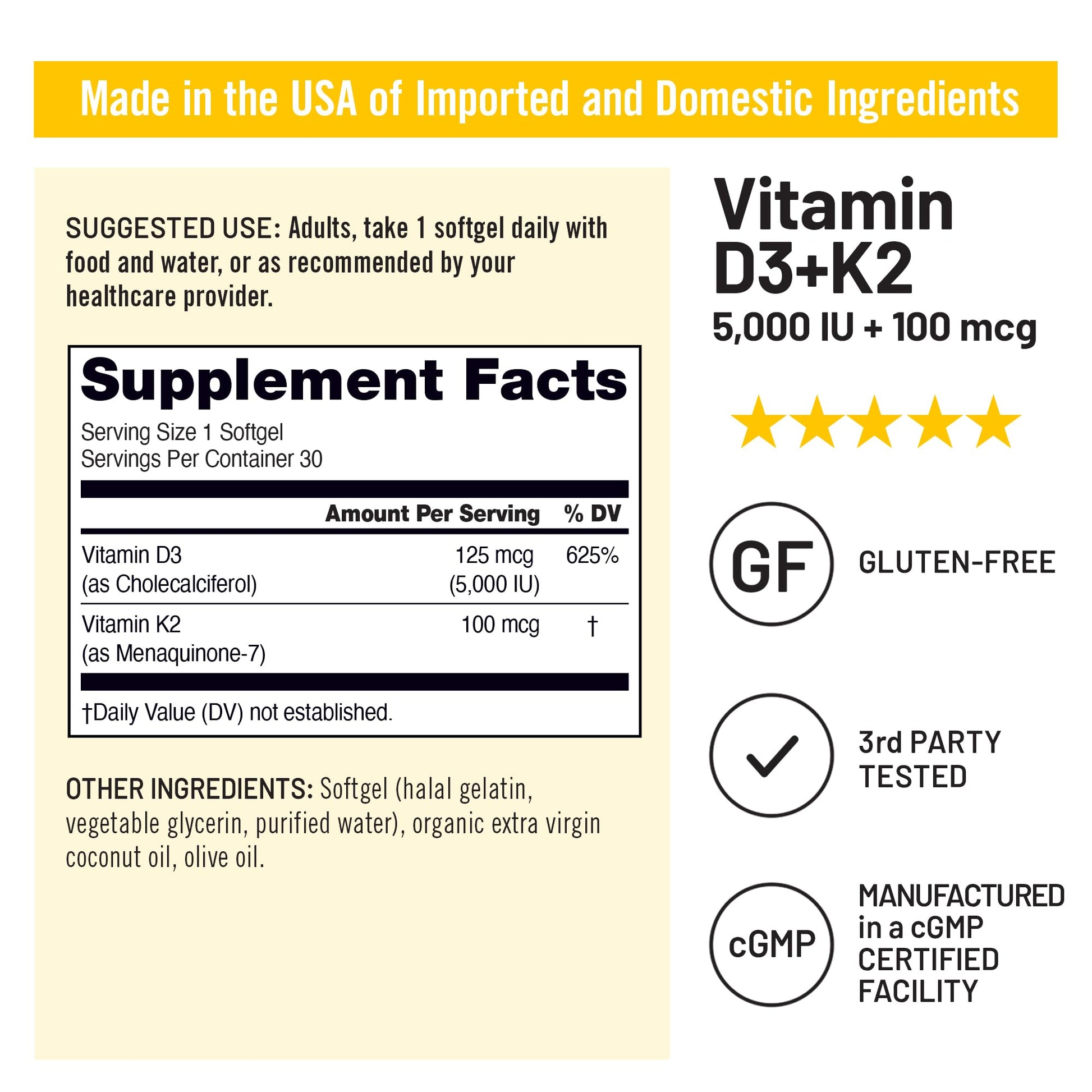 Softgels NatureWise vitamina d3 k2 sin gluten sin soya sin OMG